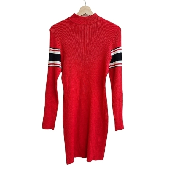 Fitted Rib Knit Mock Neck 1/4 Zip Dress - Picture 2 of 11